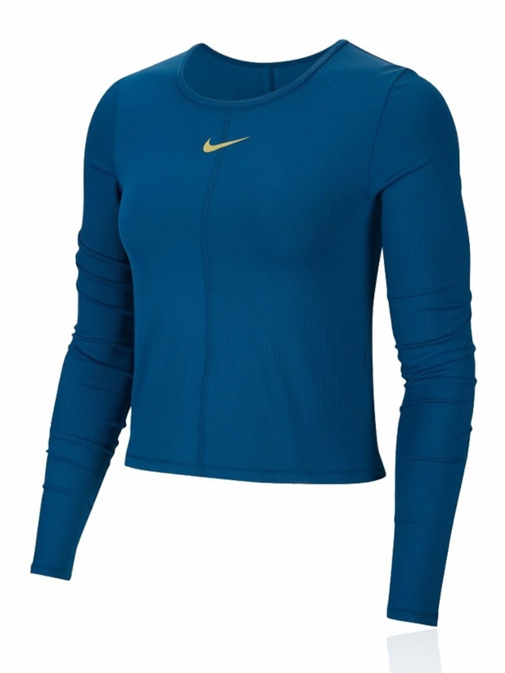 Nike Teal Blue Long Sleeve Dri-Fit Top with Yellow Swoosh